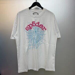 Men's Sp5der Foam Print Round Neck White Short Sleeves